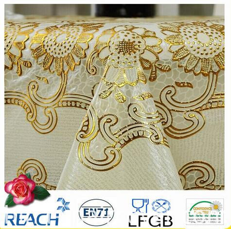 PVC Lace Gold Tablecloth Round 180cm Wedding/Party